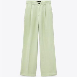 Zara Light Green Wide-Leg Trousers